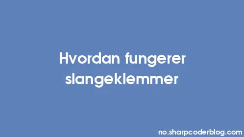 Hvordan fungerer slangeklemmer - Thumbnail