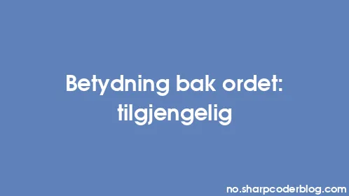 Betydning bak ordet: tilgjengelig - Thumbnail