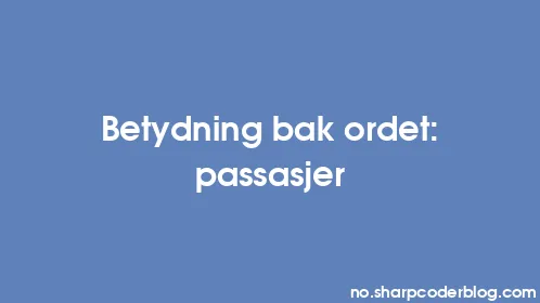 Betydning bak ordet: passasjer - Thumbnail