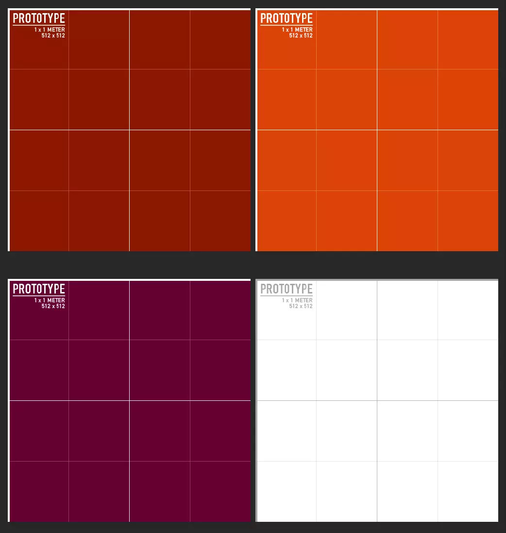 Forhåndsinnstillinger for materialprototype i Unity.