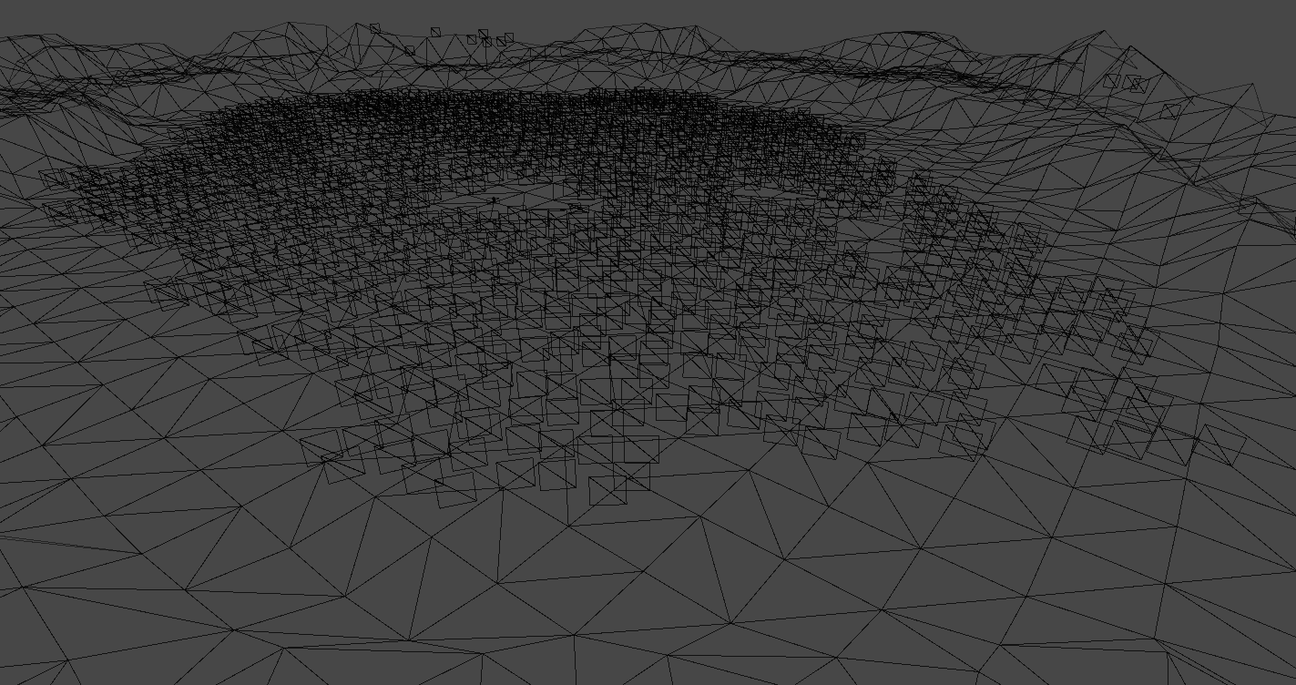 Unity wireframe gjengivelse av en scene etter optimalisering