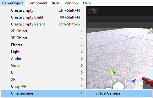 Cinemachine lage virtuelt kamera